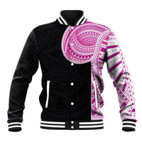 Samoan Art Tattoo Polynesian Pattern Baseball Jacket Pink Out Color
