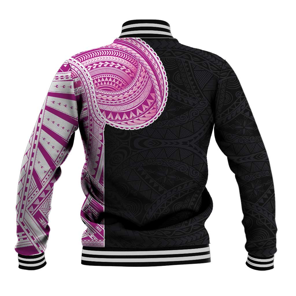 Samoan Art Tattoo Polynesian Pattern Baseball Jacket Pink Out Color