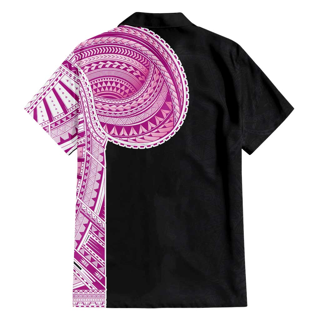 Samoan Art Tattoo Polynesian Pattern Family Matching Long Sleeve Bodycon Dress and Hawaiian Shirt Pink Out Color LT03 - Polynesian Pride