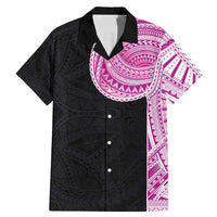 Samoan Art Tattoo Polynesian Pattern Family Matching Mermaid Dress and Hawaiian Shirt Pink Out Color LT03 Dad's Shirt - Short Sleeve Black - Polynesian Pride