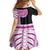 Samoan Art Tattoo Polynesian Pattern Family Matching Off The Shoulder Long Sleeve Dress and Hawaiian Shirt Pink Out Color