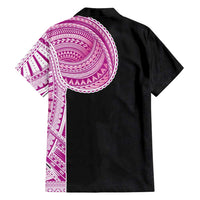 Samoan Art Tattoo Polynesian Pattern Family Matching Off Shoulder Maxi Dress and Hawaiian Shirt Pink Out Color