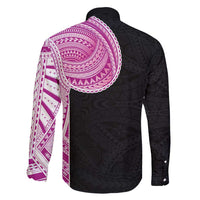Samoan Art Tattoo Polynesian Pattern Family Matching Summer Maxi Dress and Hawaiian Shirt Pink Out Color