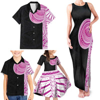 Samoan Art Tattoo Polynesian Pattern Family Matching Tank Maxi Dress and Hawaiian Shirt Pink Out Color LT03 - Polynesian Pride