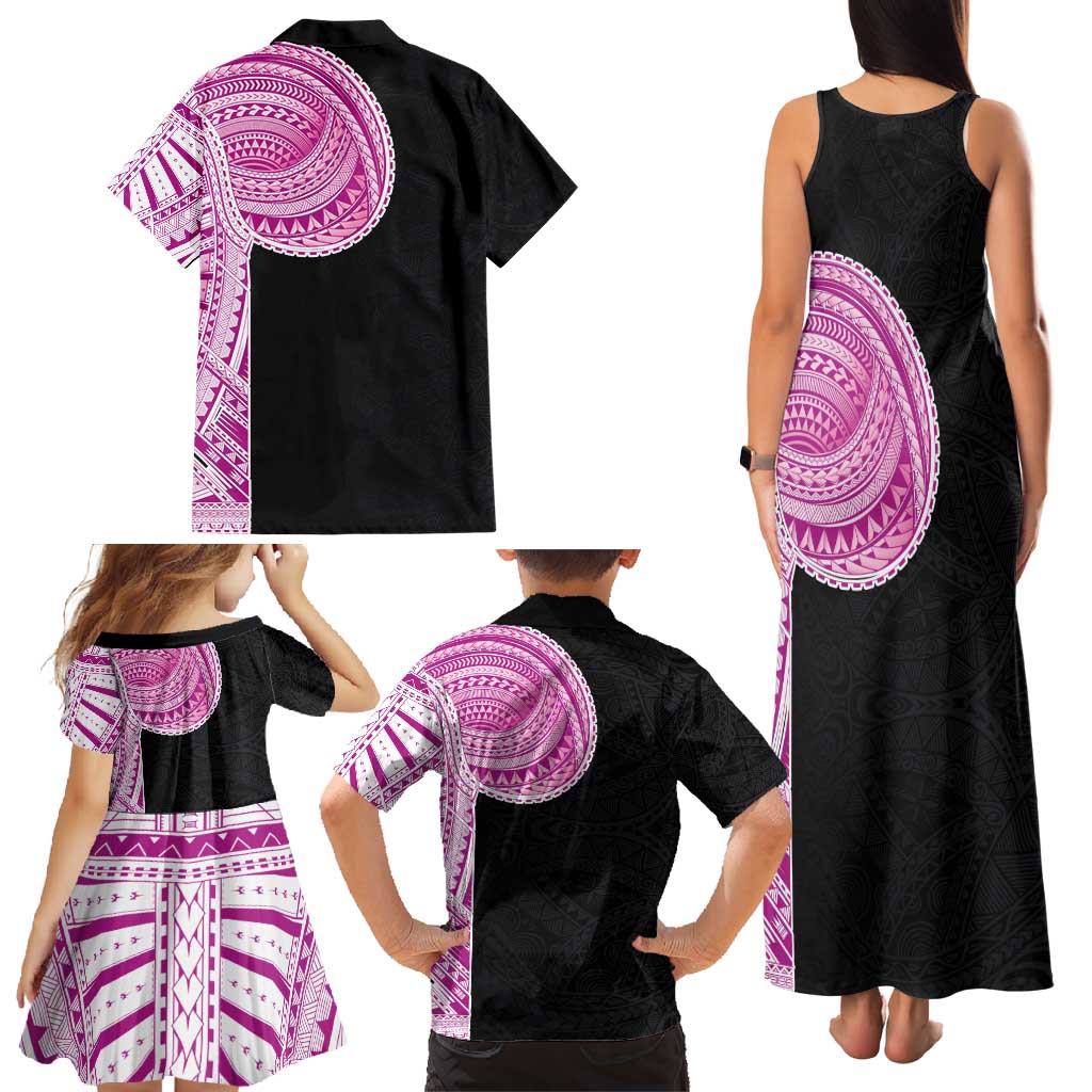 Samoan Art Tattoo Polynesian Pattern Family Matching Tank Maxi Dress and Hawaiian Shirt Pink Out Color LT03 - Polynesian Pride