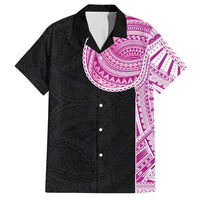 Samoan Art Tattoo Polynesian Pattern Family Matching Tank Maxi Dress and Hawaiian Shirt Pink Out Color LT03 Dad's Shirt - Short Sleeve Black - Polynesian Pride