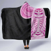 Samoan Art Tattoo Polynesian Pattern Hooded Blanket Pink Out Color