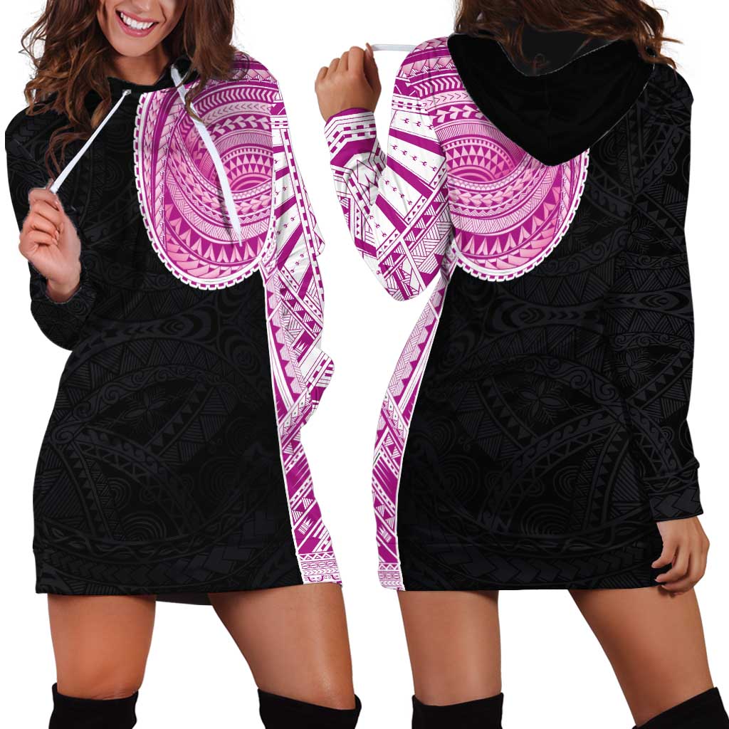 Samoan Art Tattoo Polynesian Pattern Hoodie Dress Pink Out Color