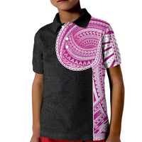 Samoan Art Tattoo Polynesian Pattern Kid Polo Shirt Pink Out Color