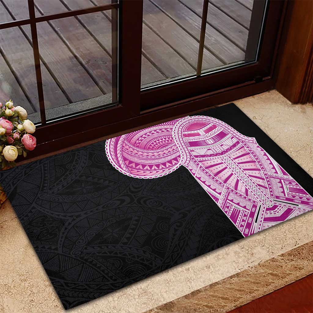 Samoan Art Tattoo Polynesian Pattern Rubber Doormat Pink Out Color