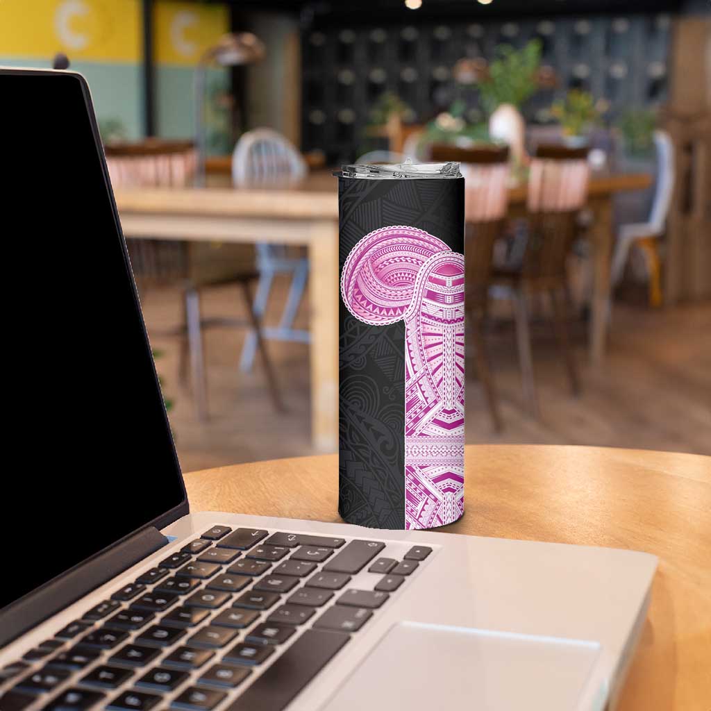 Samoan Art Tattoo Polynesian Pattern Skinny Tumbler Pink Out Color
