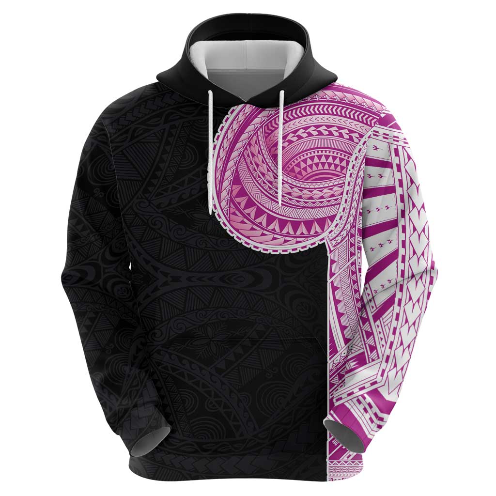 Samoan Art Tattoo Polynesian Pattern Zip Hoodie Pink Out Color