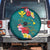 Aloha Kanaka Maoli Hawaii Flowers Spare Tire Cover With Polynesian Pattern Teal Color