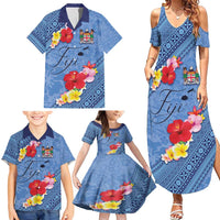 Bula Fiji Hibiscus and Plumeria Flowers Family Matching Summer Maxi Dress and Hawaiian Shirt Tapa Tattoo Polynesian Pattern LT03 - Polynesian Pride
