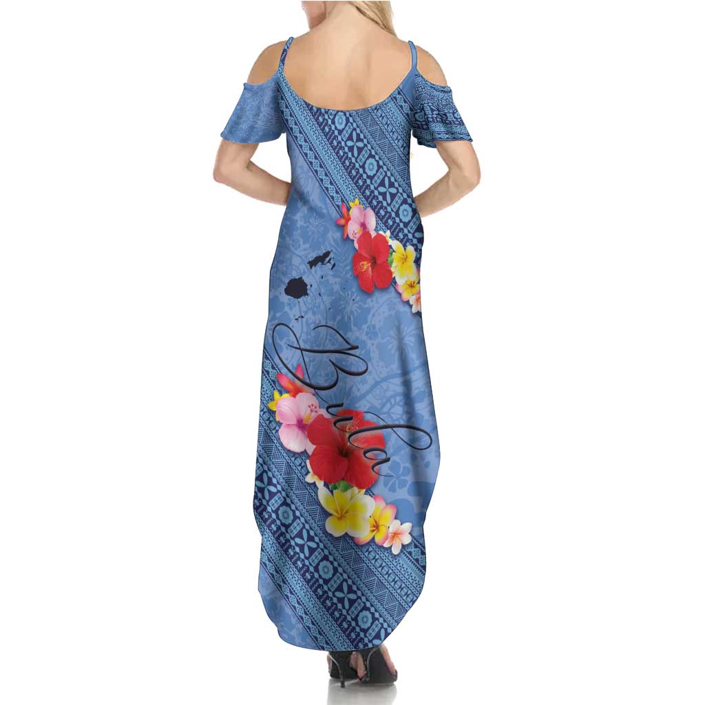 Bula Fiji Hibiscus and Plumeria Flowers Family Matching Summer Maxi Dress and Hawaiian Shirt Tapa Tattoo Polynesian Pattern LT03 - Polynesian Pride