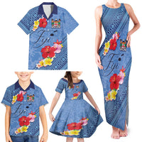 Bula Fiji Hibiscus and Plumeria Flowers Family Matching Tank Maxi Dress and Hawaiian Shirt Tapa Tattoo Polynesian Pattern LT03 - Polynesian Pride