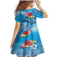 Hawaii Sea Turtle and Tropical Flowers Family Matching Mermaid Dress and Hawaiian Shirt Polynesian Tattoo Undersea Vibe
