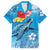 Hawaii Sea Turtle and Tropical Flowers Family Matching Off The Shoulder Long Sleeve Dress and Hawaiian Shirt Polynesian Tattoo Undersea Vibe