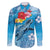 Hawaii Sea Turtle and Tropical Flowers Family Matching Off The Shoulder Long Sleeve Dress and Hawaiian Shirt Polynesian Tattoo Undersea Vibe