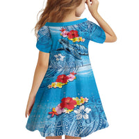 Hawaii Sea Turtle and Tropical Flowers Family Matching Tank Maxi Dress and Hawaiian Shirt Polynesian Tattoo Undersea Vibe LT03 - Polynesian Pride