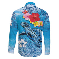 Hawaii Sea Turtle and Tropical Flowers Family Matching Tank Maxi Dress and Hawaiian Shirt Polynesian Tattoo Undersea Vibe LT03 - Polynesian Pride