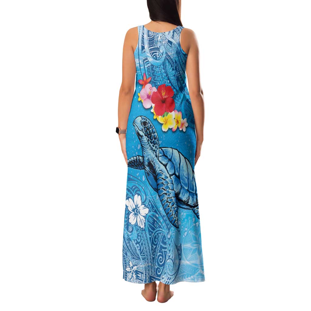 Hawaii Sea Turtle and Tropical Flowers Family Matching Tank Maxi Dress and Hawaiian Shirt Polynesian Tattoo Undersea Vibe LT03 - Polynesian Pride