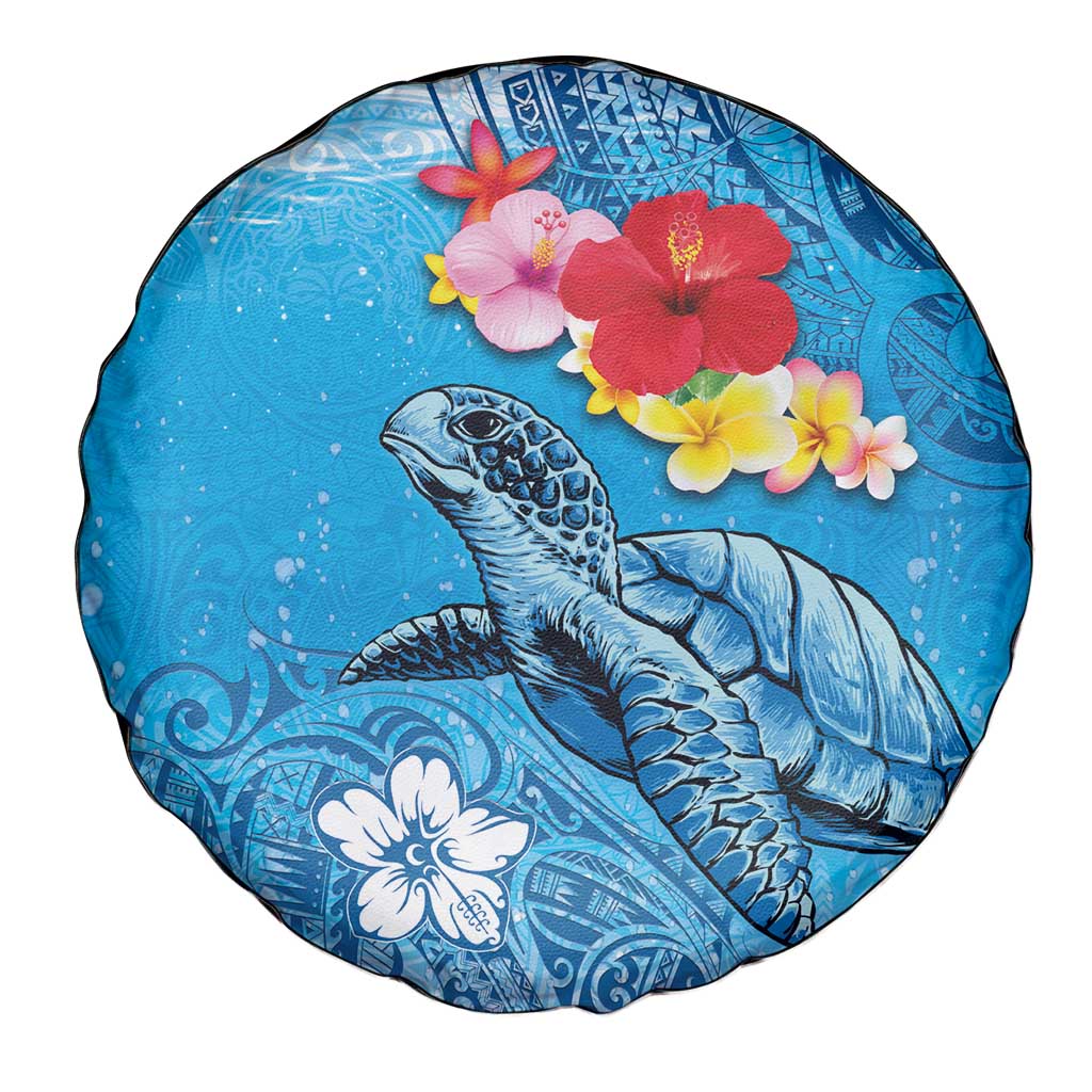 Hawaii Sea Turtle and Tropical Flowers Spare Tire Cover Polynesian Tattoo Undersea Vibe LT03 - Polynesian Pride