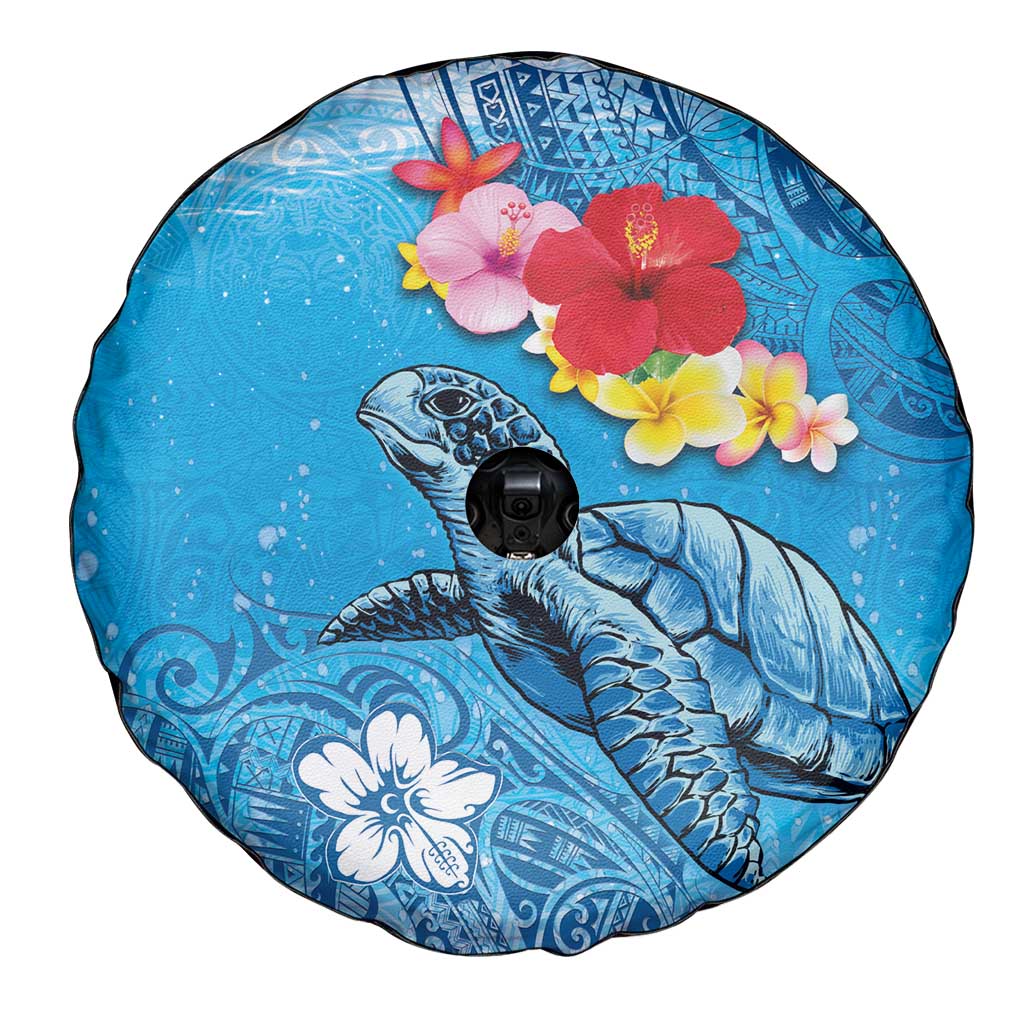 Hawaii Sea Turtle and Tropical Flowers Spare Tire Cover Polynesian Tattoo Undersea Vibe LT03 - Polynesian Pride