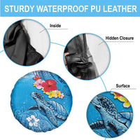 Hawaii Sea Turtle and Tropical Flowers Spare Tire Cover Polynesian Tattoo Undersea Vibe LT03 - Polynesian Pride