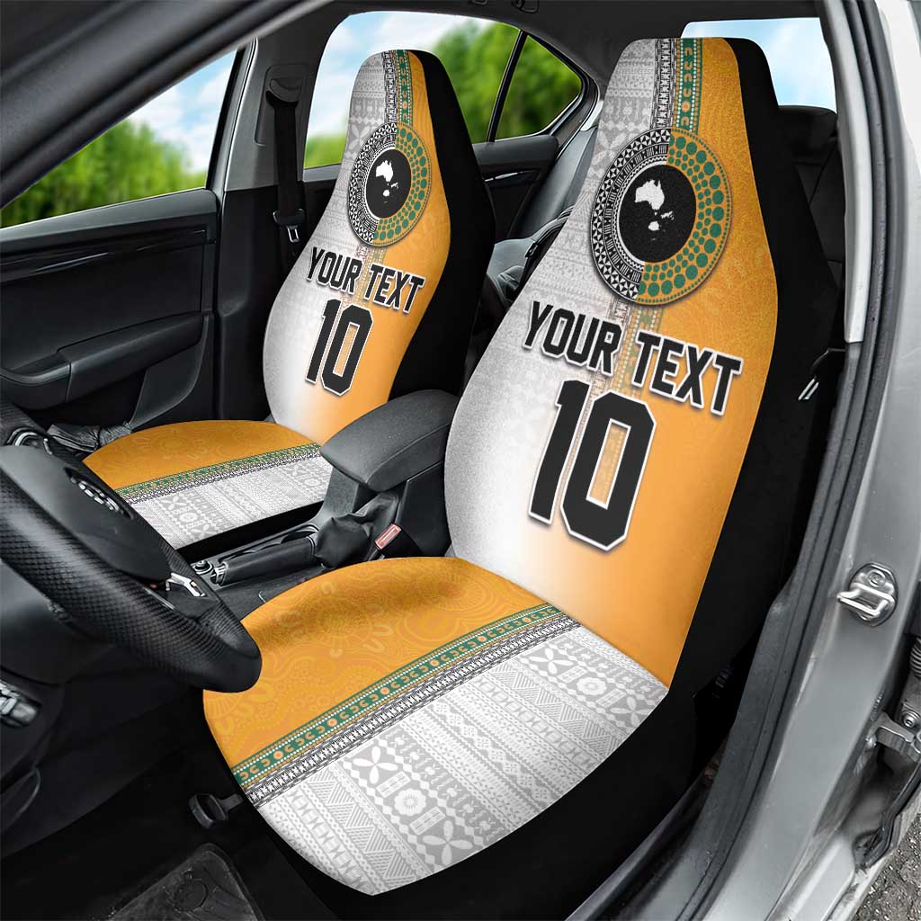 Custom Fiji and Australia Rugby Car Seat Cover Aboriginal and Fijian Masi Pattern