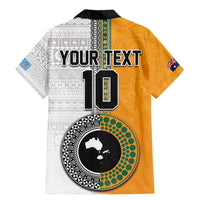 Custom Fiji and Australia Rugby Family Matching Mermaid Dress and Hawaiian Shirt Aboriginal and Fijian Masi Pattern LT03 - Polynesian Pride