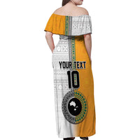 Custom Fiji and Australia Rugby Family Matching Off Shoulder Maxi Dress and Hawaiian Shirt Aboriginal and Fijian Masi Pattern LT03 - Polynesian Pride