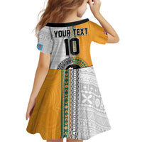 Custom Fiji and Australia Rugby Family Matching Off Shoulder Short Dress and Hawaiian Shirt Aboriginal and Fijian Masi Pattern LT03 - Polynesian Pride