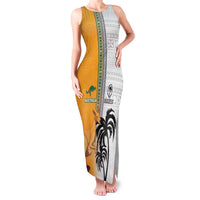 Custom Fiji and Australia Rugby Family Matching Tank Maxi Dress and Hawaiian Shirt Aboriginal and Fijian Masi Pattern LT03 Mom's Dress White - Polynesian Pride