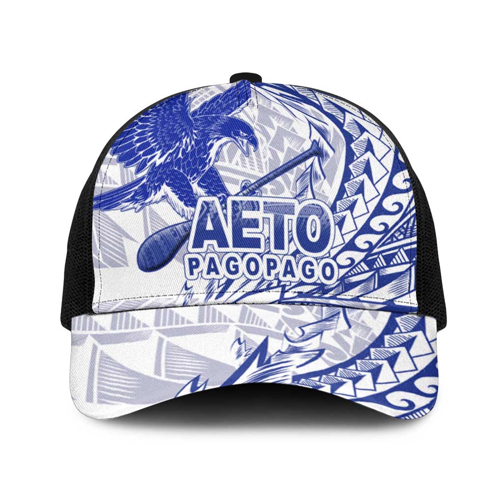 American Samoa Pago Pago Aeto Baseball Net Cap Wingstyle Blue-White Color - Polynesian Pride