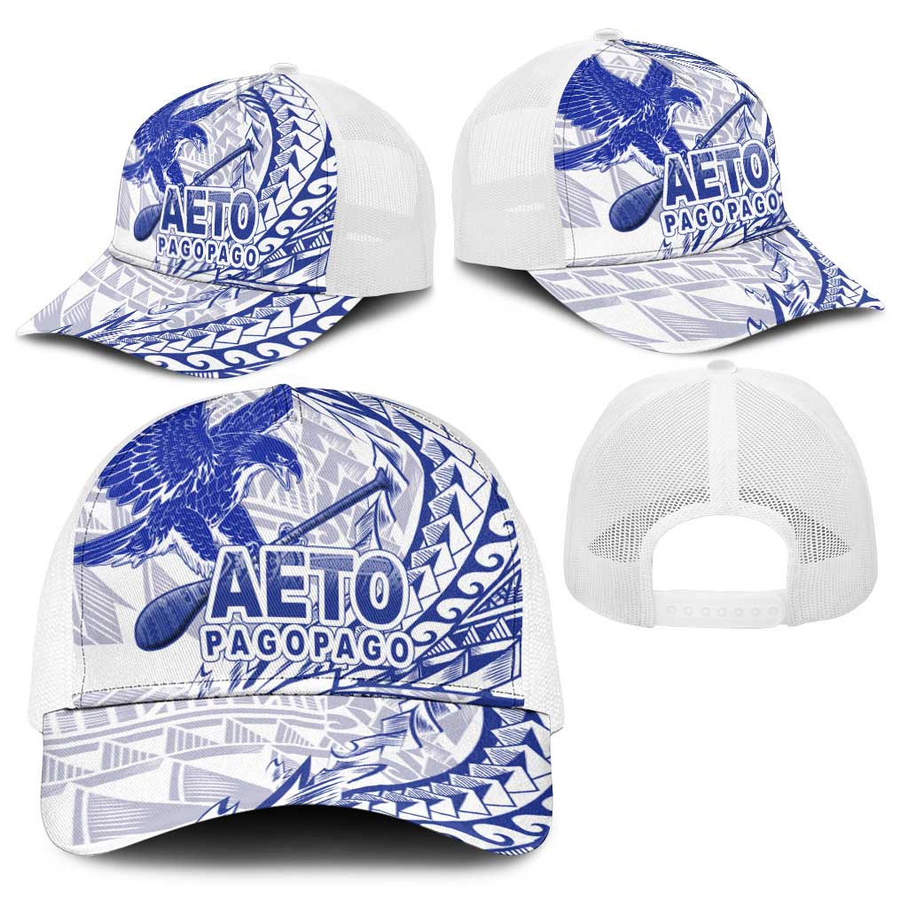 American Samoa Pago Pago Aeto Baseball Net Cap Wingstyle Blue-White Color - Polynesian Pride