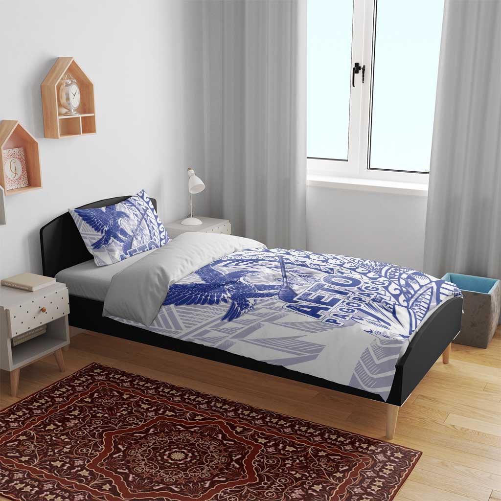 Samoa Pago Pago Aeto Bedding Set Wingstyle Blue-White Color - Polynesian Pride