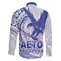 Samoa Pago Pago Aeto Family Matching Mermaid Dress and Hawaiian Shirt Wingstyle Blue-White Color - Polynesian Pride