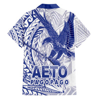 Samoa Pago Pago Aeto Family Matching Off The Shoulder Long Sleeve Dress and Hawaiian Shirt Wingstyle Blue-White Color - Polynesian Pride