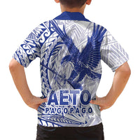 Samoa Pago Pago Aeto Family Matching Summer Maxi Dress and Hawaiian Shirt Wingstyle Blue-White Color - Polynesian Pride