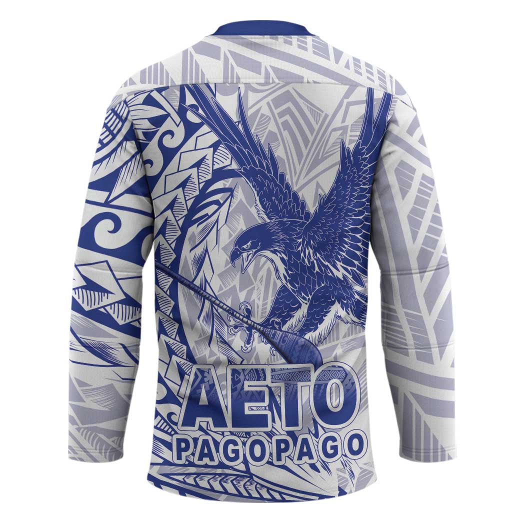 Samoa Pago Pago Aeto Hockey Jersey Wingstyle Blue-White Color - Polynesian Pride