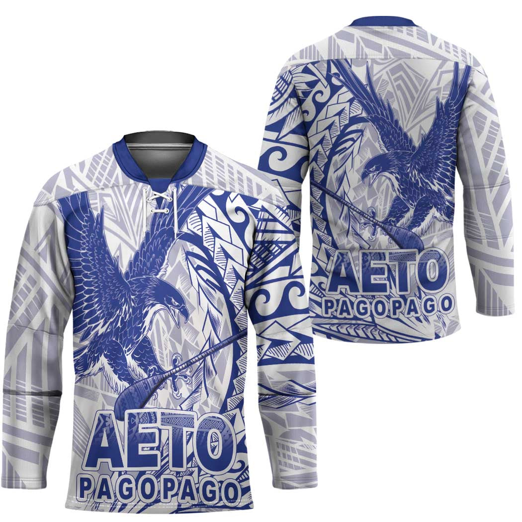 Samoa Pago Pago Aeto Hockey Jersey Wingstyle Blue-White Color - Polynesian Pride