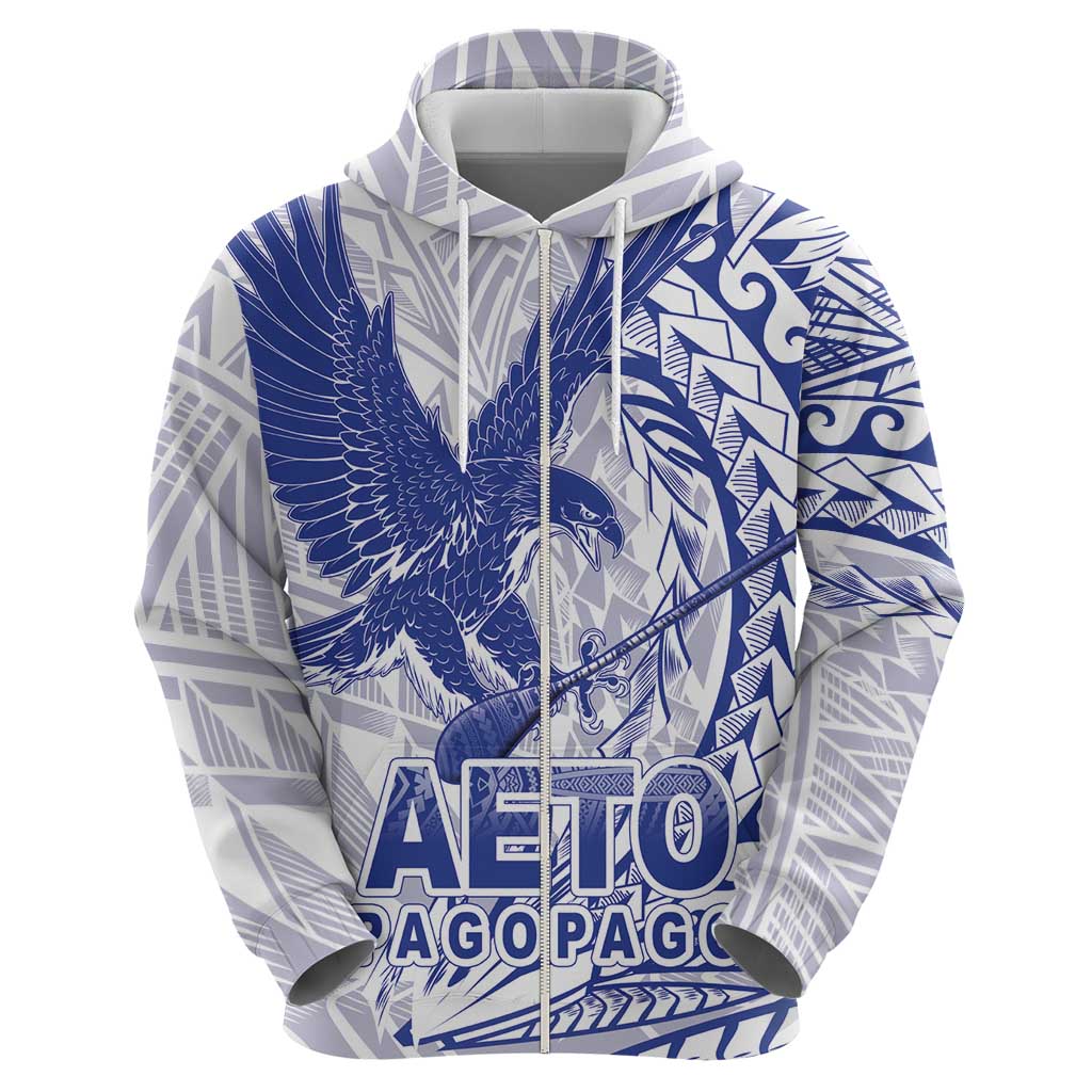Samoa Pago Pago Aeto Hoodie Wingstyle Blue-White Color - Polynesian Pride