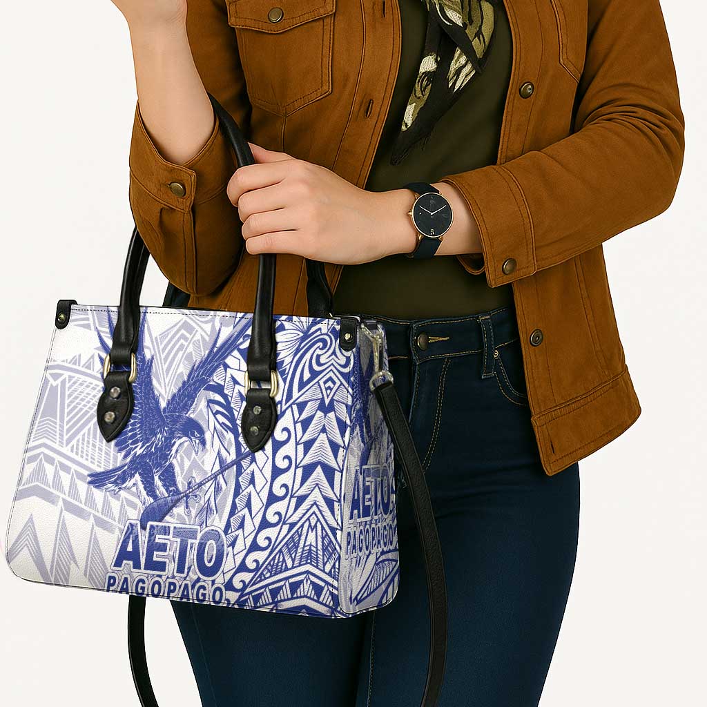 Samoa Pago Pago Aeto Leather Bag Wingstyle Blue-White Color - Polynesian Pride