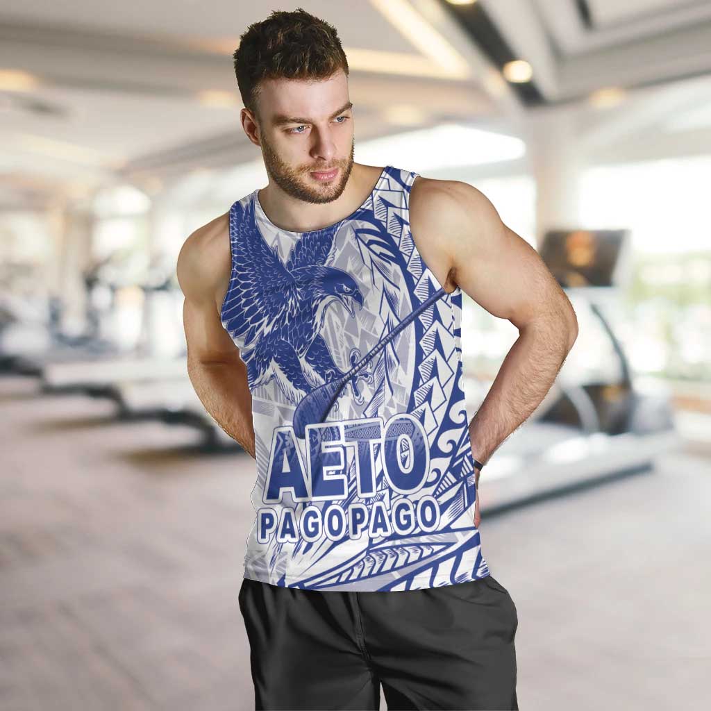 Samoa Pago Pago Aeto Men Tank Top Wingstyle Blue-White Color - Polynesian Pride