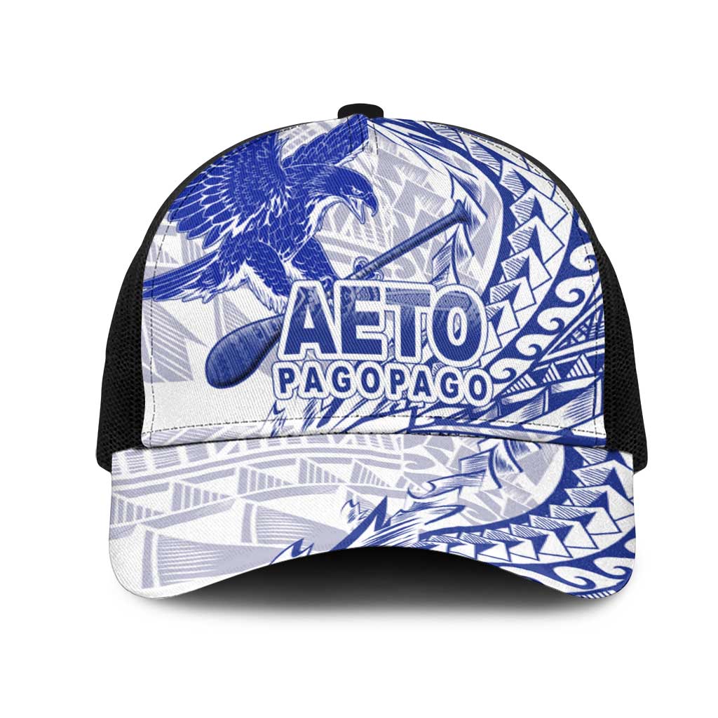 American Samoa Pago Pago Aeto Mesh Trucker Cap Wingstyle Blue-White Color - Polynesian Pride