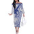 Samoa Pago Pago Aeto Off The Shoulder Long Sleeve Dress Wingstyle Blue-White Color - Polynesian Pride