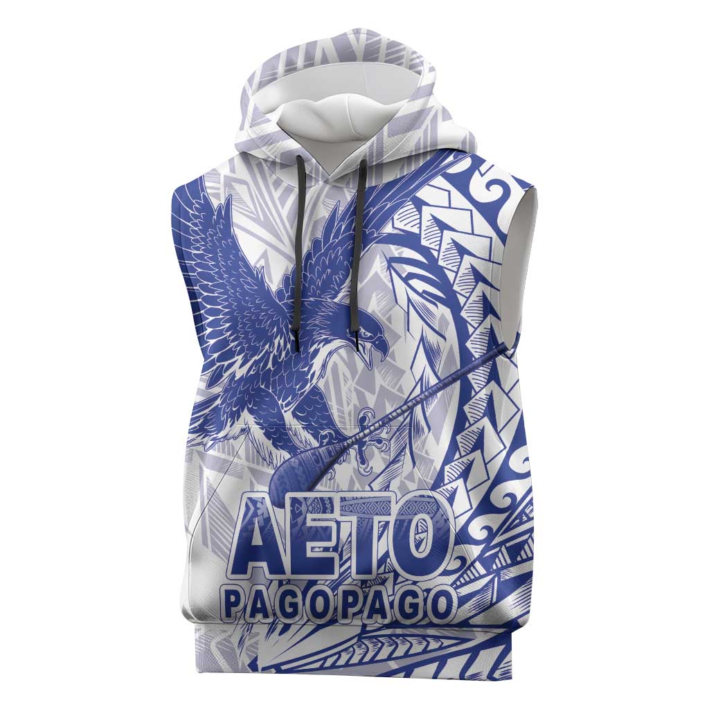Samoa Pago Pago Aeto Sleeveless Hoodie Wingstyle Blue-White Color - Polynesian Pride