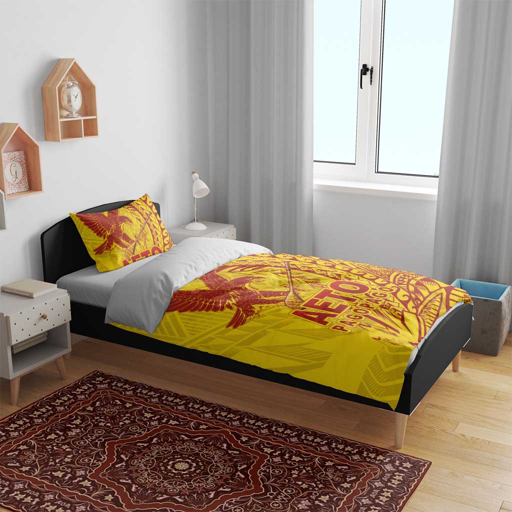 Samoa Pago Pago Aeto Bedding Set Wingstyle Red-Gold Color - Polynesian Pride