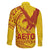 Samoa Pago Pago Aeto Family Matching Long Sleeve Bodycon Dress and Hawaiian Shirt Wingstyle Red-Gold Color - Polynesian Pride